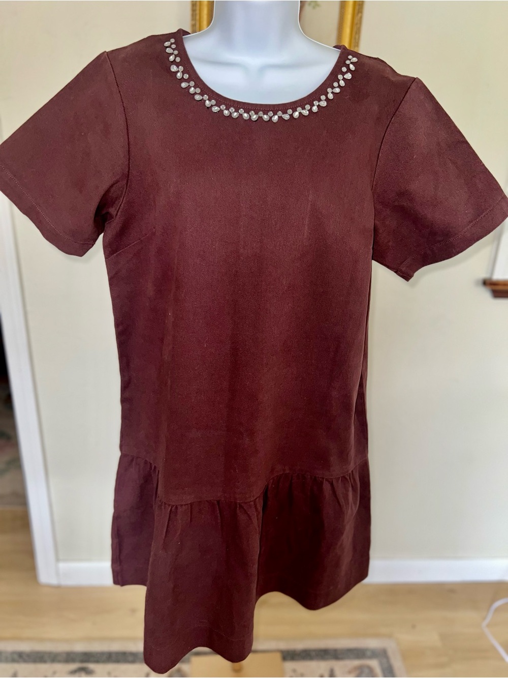 ICHI  Drop Waist Dress with Rhinestone Embellishment NWT Size 36/US 8